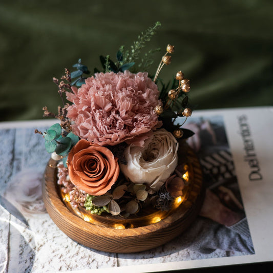 Mother's Day(With Gift Box)——Preserved Flowers, Present, Non-Withering Flowers, Glass Dome, Gift, Woman, Mother's Day, Flower, Birthday, Anniversary, Rose, Carnation Gift